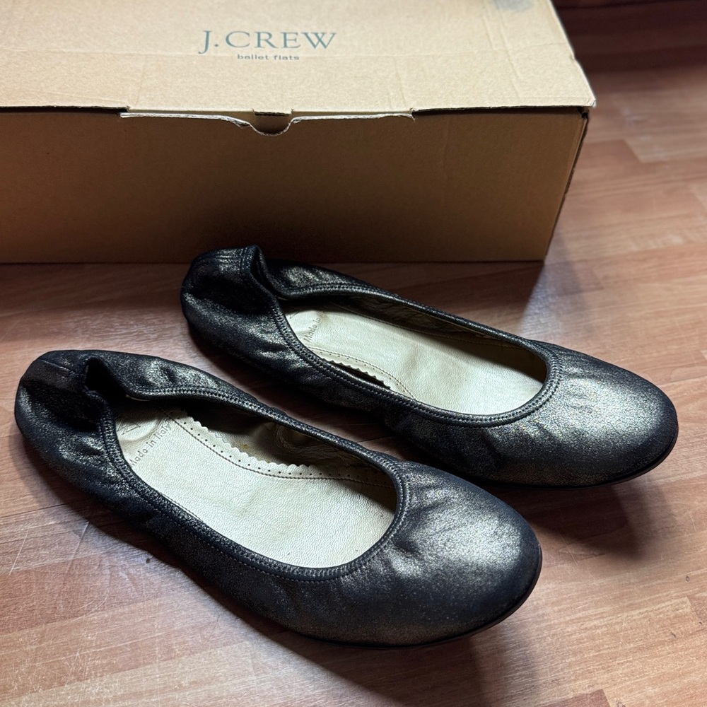 J.Crew Marsala suede ballerina flats metallic clove size 8.5